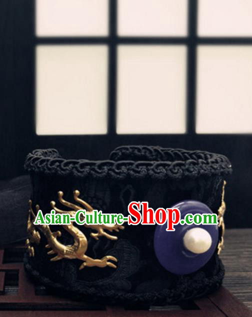 Traditional Handmade Chinese Ancient Classical Hair Accessories Emperor Dragons Tuinga Hairdo Crown Hairpins for Men