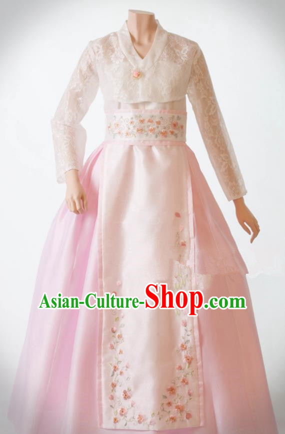 Custom Women's Bridal Hanbok: Ultimate Lace and Pastel Pink – The Korean In  Me