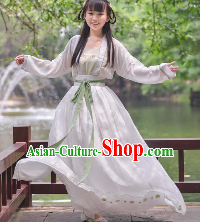 Asian China Song Dynasty Imperial Princess Costume, Chinese Ancient Nobility Lady Embroidered Clothing for Women