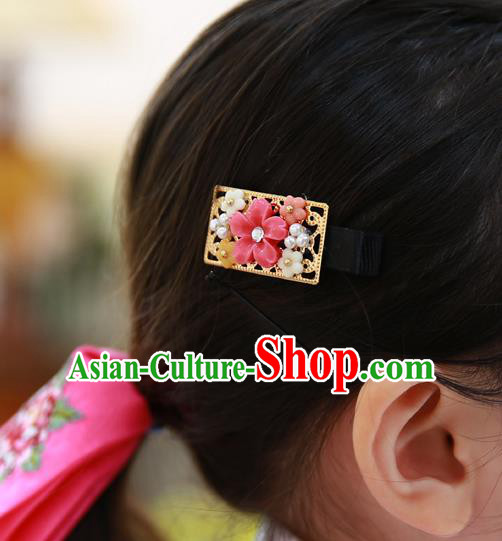 Traditional Korean National Hair Accessories Flowers Hair Stick, Asian Korean Fashion Hanbok Hair Claw for Girls