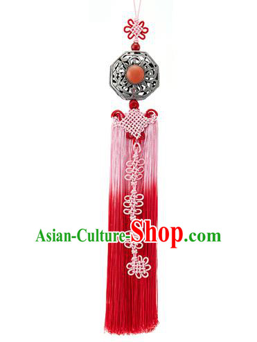 Asian Korean Hanbok Chinese Knot Pink Tassel Waist Decorations, Korean National Belts Accessories Bride Wedding Waist Pendant for Women