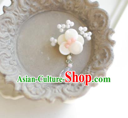 Korean National Accessories Girls White Begonia Pink Beads Brooch, Asian Korean Hanbok Fashion Bride Breastpin for Kids