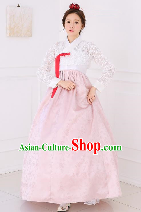 Custom Women's Bridal Hanbok: Ultimate Lace and Pastel Pink – The