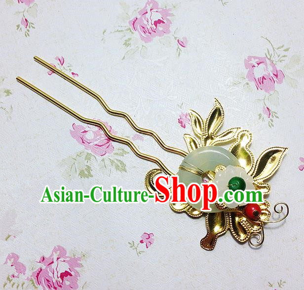 Traditional Chinese Ancient Classical Hair Accessories Hanfu Jade Hair Clip Step Shake Bride Hairpins for Women