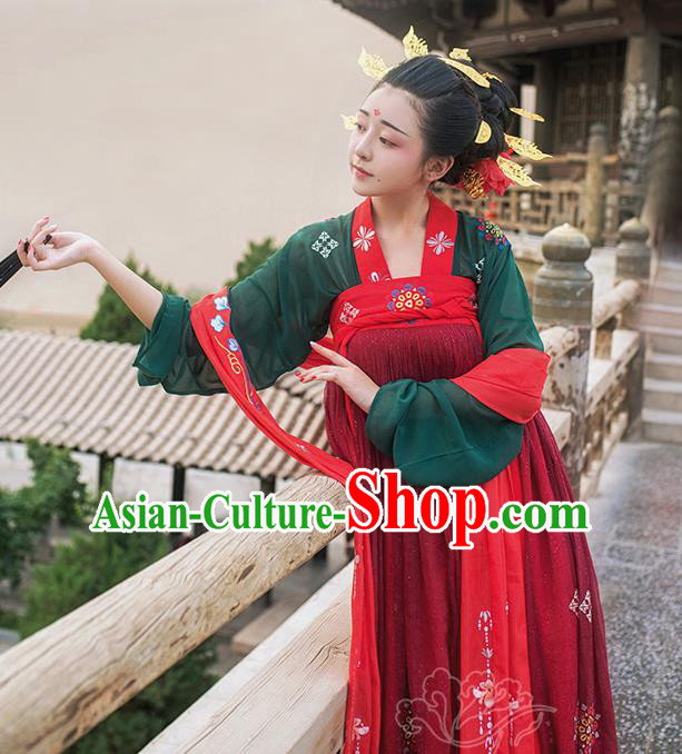 Asian China Tang Dynasty Imperial Consort Costume, Traditional Ancient Chinese Palace Lady Hanfu Clothing for Women