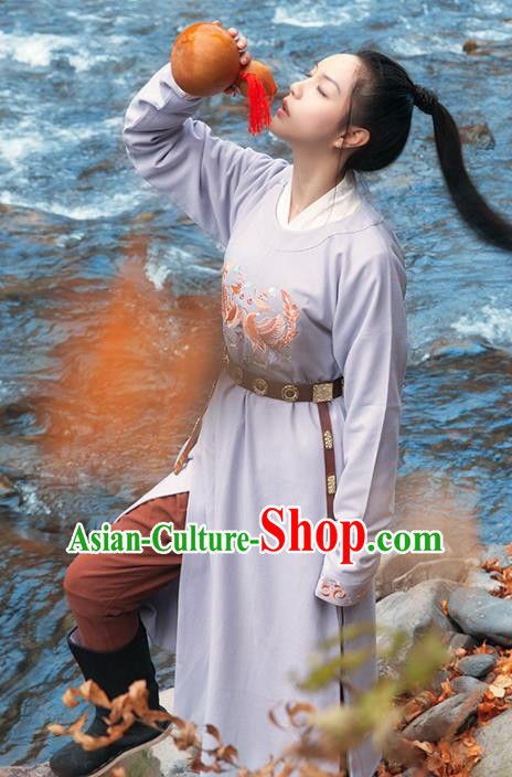 Asian China Tang Dynasty Swordsman Costume, Traditional Ancient Chinese Imperial Bodyguard Hanfu Embroidered Clothing for Women