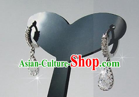 Traditional Korean Accessories Asian Korean Fashion Wedding Crystal Earrings for Women