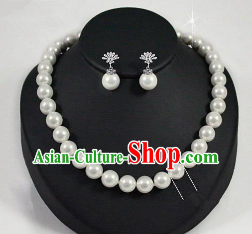 Traditional Korean Accessories Crystal Pearls and Earrings, Asian Korean Fashion Wedding Jewelry for Women