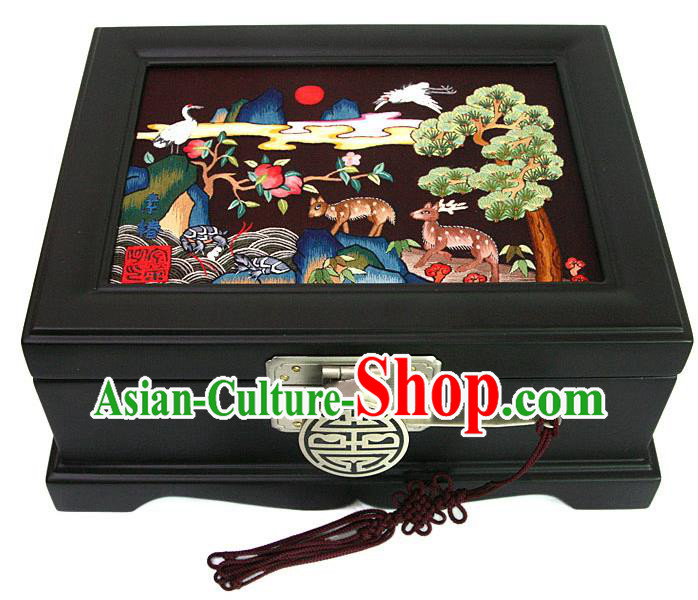 Traditional Korean Craft Handmade Embroidery Cosmetic Container, Asian Korean Wedding Jewellery Box for Women
