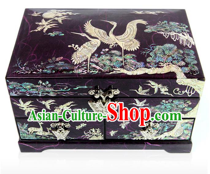 Traditional Korean Craft Handmade Purple Shell Cosmetic Container, Asian Korean Wedding Jewellery Box for Women