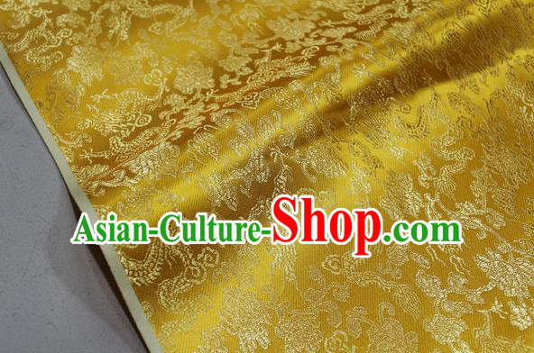 Chinese Traditional Ancient Costume Palace Dragons Pattern Mongolian Robe Golden Brocade Tang Suit Fabric Hanfu Material