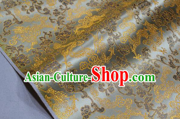 Chinese Traditional Ancient Costume Palace Dragons Pattern Mongolian Robe Yellow Brocade Tang Suit Fabric Hanfu Material