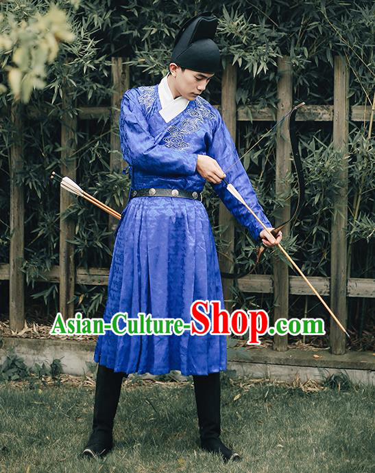 Traditional Chinese Ming Dynasty Blades Swordsmen Clothing Ancient Imperial Guards Hanfu Embroidered Costume for Men