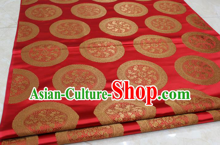 Chinese Traditional Ancient Costume Palace Pattern Mongolian Robe Red Brocade Tang Suit Fabric Hanfu Material