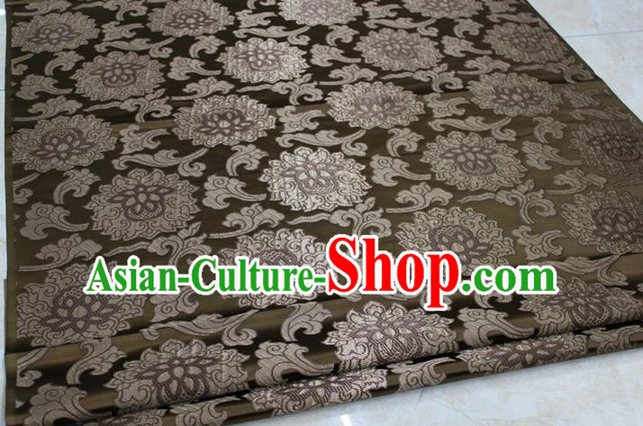 Chinese Traditional Ancient Costume Palace Lotus Pattern Mongolian Robe Bronze Brocade Tang Suit Fabric Hanfu Material