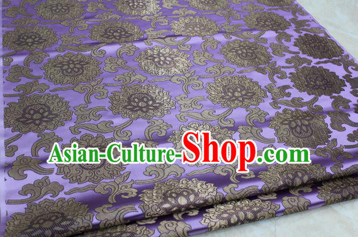 Chinese Traditional Ancient Costume Palace Lotus Pattern Mongolian Robe Lilac Brocade Tang Suit Fabric Hanfu Material