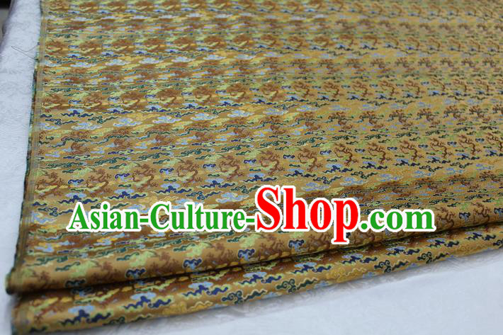 Chinese Traditional Ancient Costume Palace Lotus Pattern Mongolian Robe Golden Brocade Tang Suit Fabric Hanfu Material