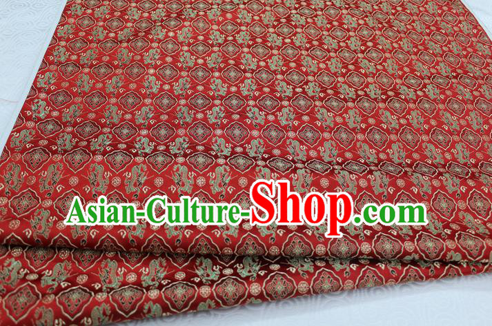 Chinese Traditional Ancient Costume Palace Pattern Tang Suit Cheongsam Red Brocade Satin Fabric Hanfu Material