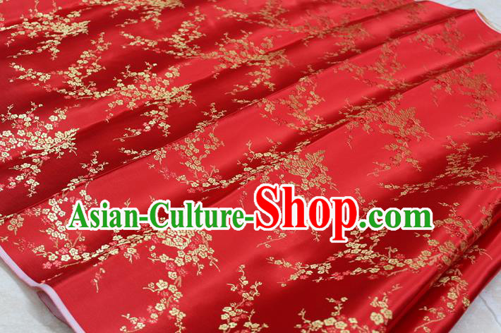Chinese Traditional Ancient Costume Palace Wintersweet Pattern Cheongsam Red Brocade Tang Suit Satin Fabric Hanfu Material