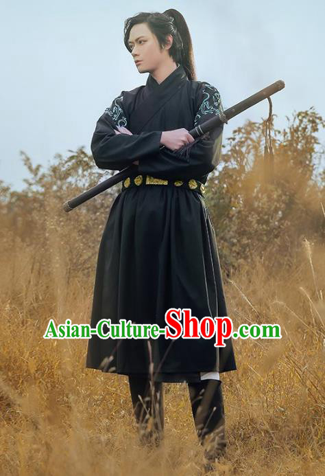 Traditional Chinese Ming Dynasty Swordsman Ancient Imperial Guard Hanfu Embroidered Fly Fish Clothing for Men
