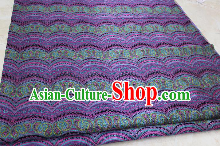 Chinese Traditional Ancient Costume Palace Pattern Mongolian Robe Purple Brocade Cheongsam Satin Fabric Hanfu Material