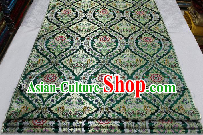 Chinese Traditional Ancient Costume Palace Pattern Cheongsam Green Nanjing Brocade Xiuhe Suit Satin Fabric Hanfu Material