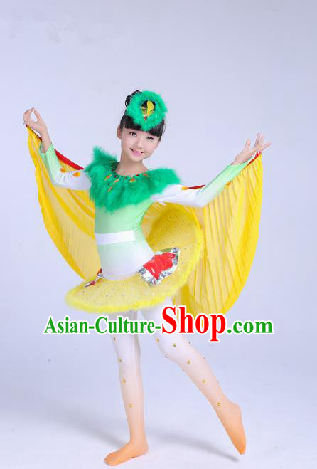 Traditional Chinese Stage Performance Cuckoo Dance Costume, Folk Dance Drum Dance Uniform Yangko Clothing for Kids