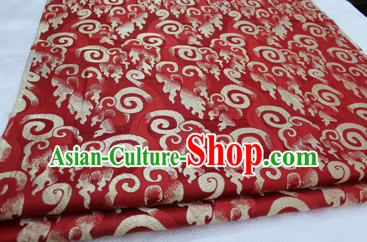 Chinese Traditional Ancient Costume Royal Palace Pattern Tang Suit Red Brocade Cheongsam Satin Fabric Hanfu Material