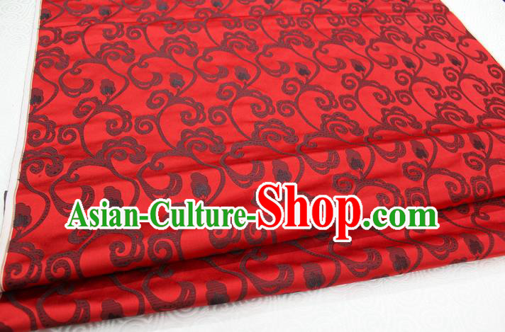 Chinese Traditional Clothing Palace Pattern Tang Suit Cheongsam Red Brocade Ancient Costume Satin Fabric Hanfu Material