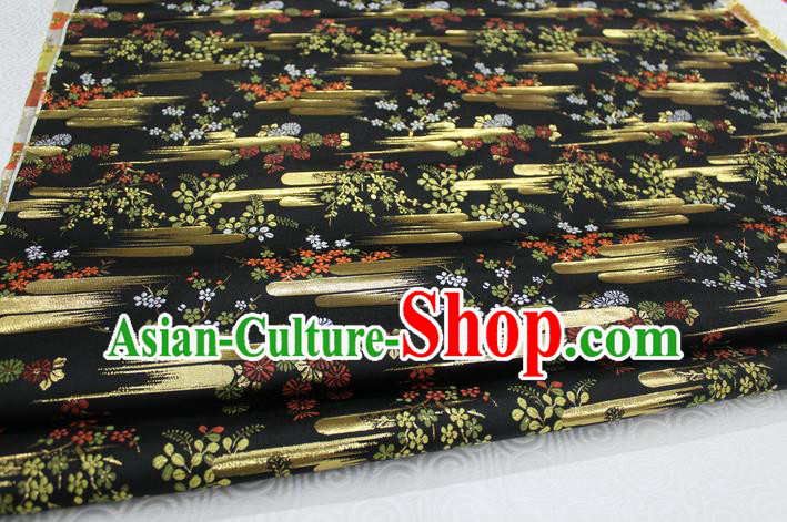 Chinese Traditional Ancient Costume Kimono Black Brocade Palace Pattern Cheongsam Satin Fabric Hanfu Material