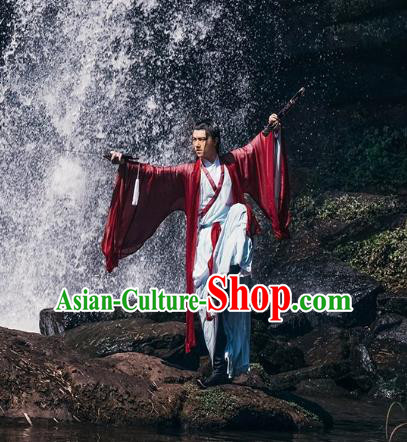 Traditional Chinese Jin Dynasty Swordsman Hanfu Costume Complete Set for Men