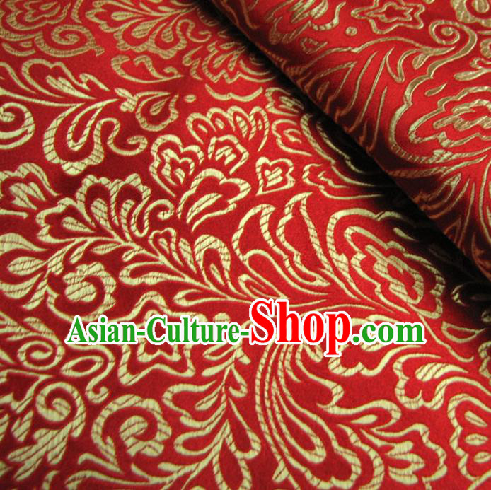 Chinese Traditional Royal Palace Pattern Design Hanfu Red Brocade Fabric Ancient Costume Tang Suit Cheongsam Material