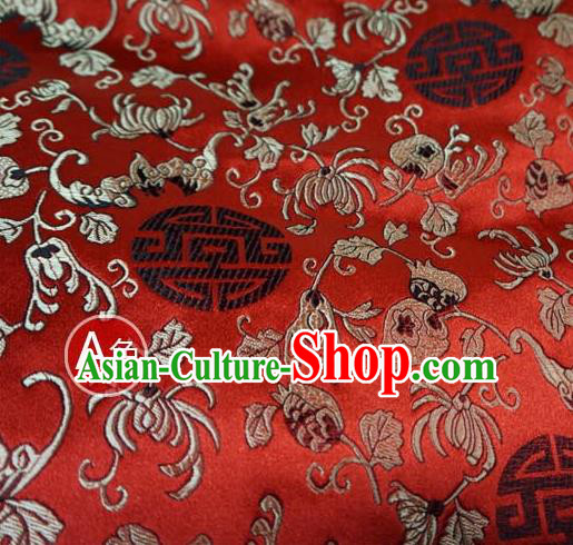 Chinese Traditional Palace Chrysanthemum Pattern Hanfu Red Brocade Fabric Ancient Costume Tang Suit Cheongsam Material