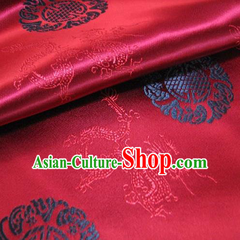 Chinese Traditional Palace Dragons Pattern Design Hanfu Red Brocade Fabric Ancient Costume Tang Suit Cheongsam Material