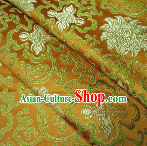 Chinese Traditional Palace Lotus Pattern Design Hanfu Yellow Brocade Fabric Ancient Costume Tang Suit Cheongsam Material