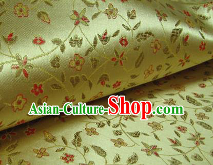 Chinese Traditional Palace Pattern Design Hanfu Yellow Brocade Fabric Ancient Costume Tang Suit Cheongsam Material