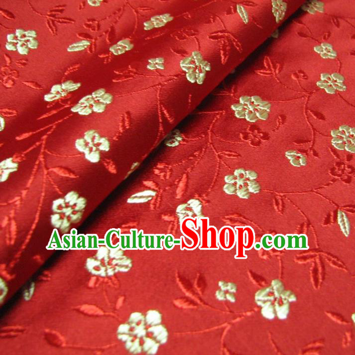Chinese Traditional Palace Flowers Pattern Design Hanfu Red Brocade Fabric Ancient Costume Tang Suit Cheongsam Material