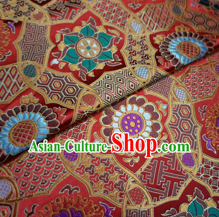 Chinese Traditional Palace Pattern Hanfu Red Brocade Mongolian Robe Fabric Ancient Costume Tang Suit Cheongsam Material
