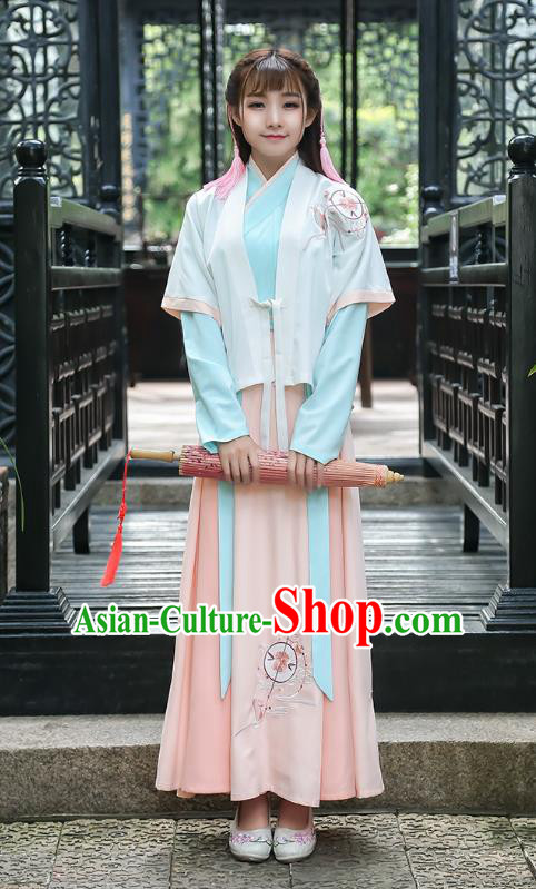 Traditional Chinese Ming Dynasty Palace Lady Ancient Princess Hanfu Embroidered Costume for Women