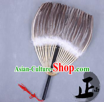Traditional Chinese Crafts Folding Fan China Black Goose Feather Fan Oriental Fan Zhuge Liang Fans
