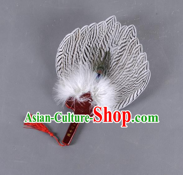 Traditional Chinese Crafts Folding Fan China Feather Fan Oriental Fan Zhuge Liang Fans