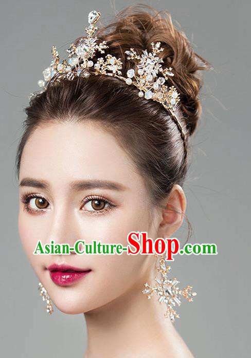Chinese Traditional Bride Hair Jewelry Accessories Baroque Princess Wedding Crystal Snowflake Royal Crown for Women
