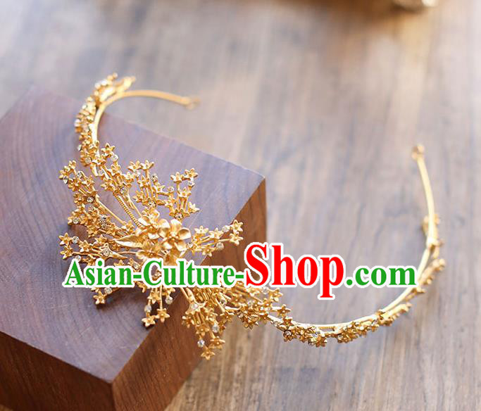 Chinese Traditional Bride Hair Jewelry Accessories Wedding Baroque Retro Golden Hair Clasp for Women