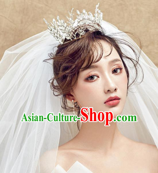 Chinese Traditional Bride Hair Accessories Baroque Princess Headwear Wedding Crystal Jewelry Round Royal Crown for Women