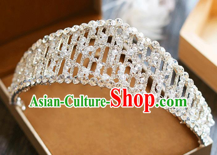 Chinese Traditional Bride Hair Jewelry Accessories Baroque Wedding Crystal Beads Royal Crown for Women