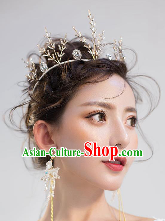 Chinese Traditional Bride Hair Accessories Baroque Princess Hair Clasp Wedding Crystal Royal Crown for Women