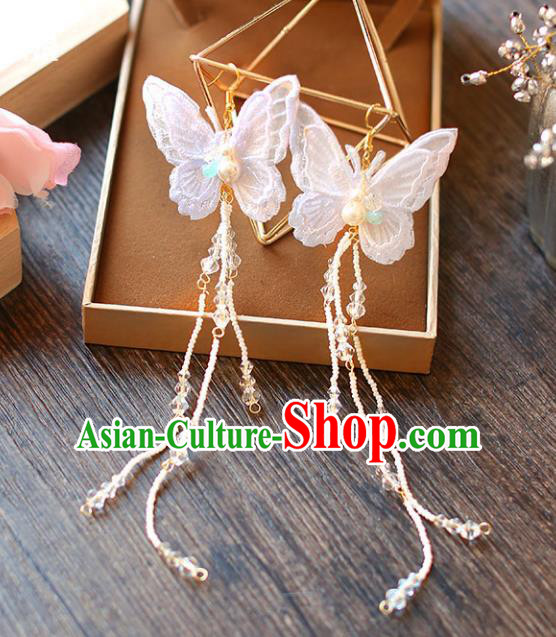 Chinese Traditional Bride Jewelry Accessories Eardrop Princess Wedding Butterfly Tassel Earrings for Women