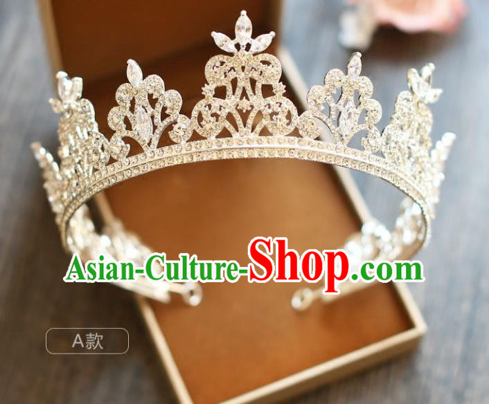 Chinese Traditional Wedding Hair Accessories Baroque Princess Hair Clasp Palace Bride Crystal Royal Crown for Women