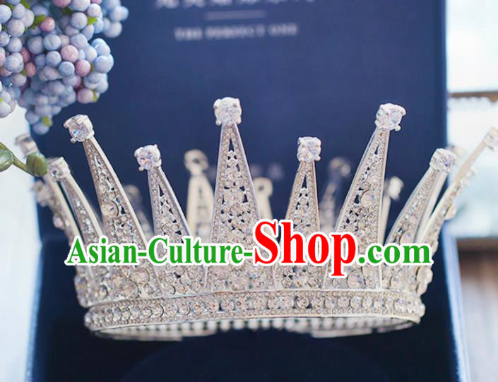 Chinese Traditional Wedding Hair Accessories Baroque Princess Crystal Hair Clasp Bride Palace Royal Crown for Women