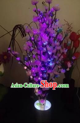Chinese Traditional Electric LED Flowers Lantern Desk Lamp Home Decoration Purple Peach Blossom Lights